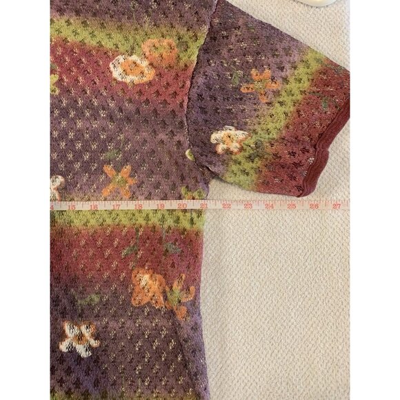 Open Knit Cardigan Women’s Medium Short Sleeve Coverup With Hood Floral Crochet - Picture 6 of 8